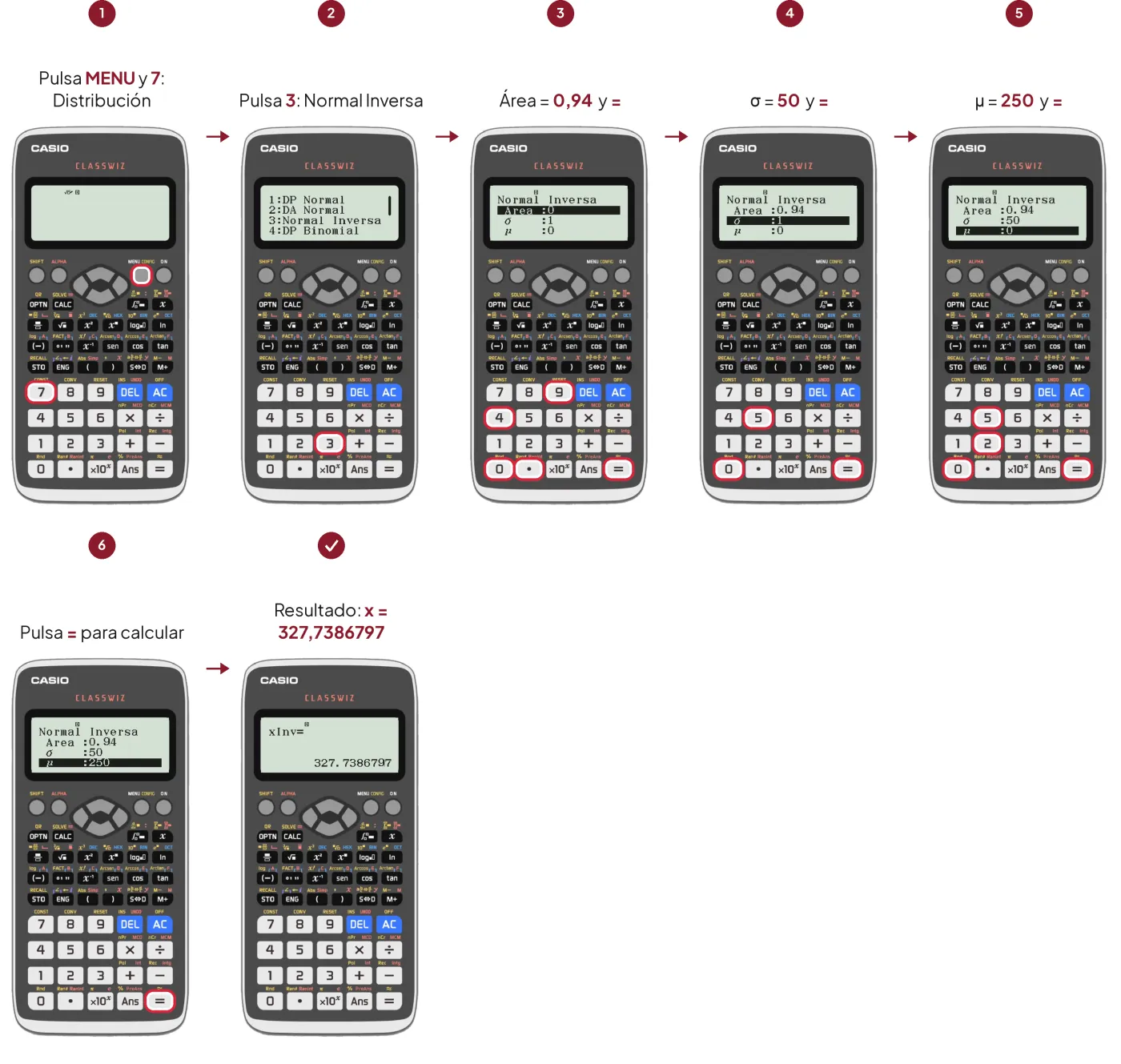 Pasos en la calculadora Casio ClassWiz