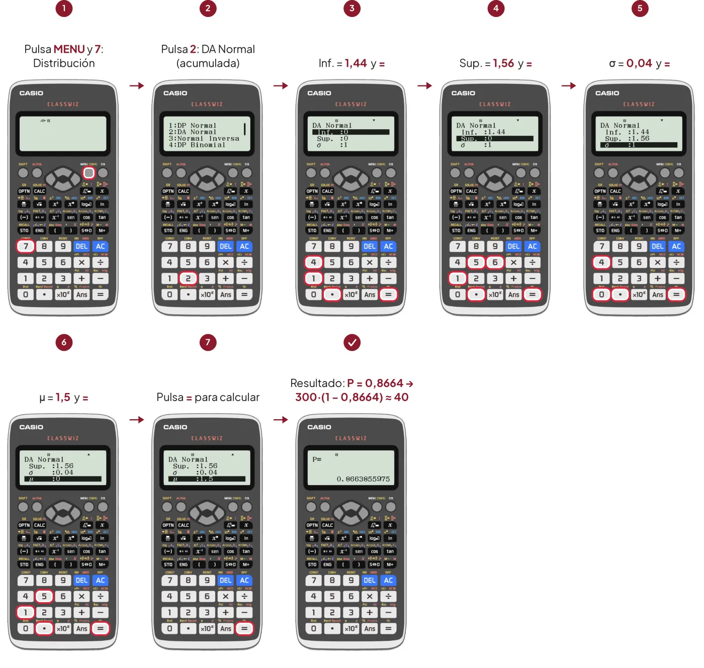 Pasos en la calculadora Casio ClassWiz