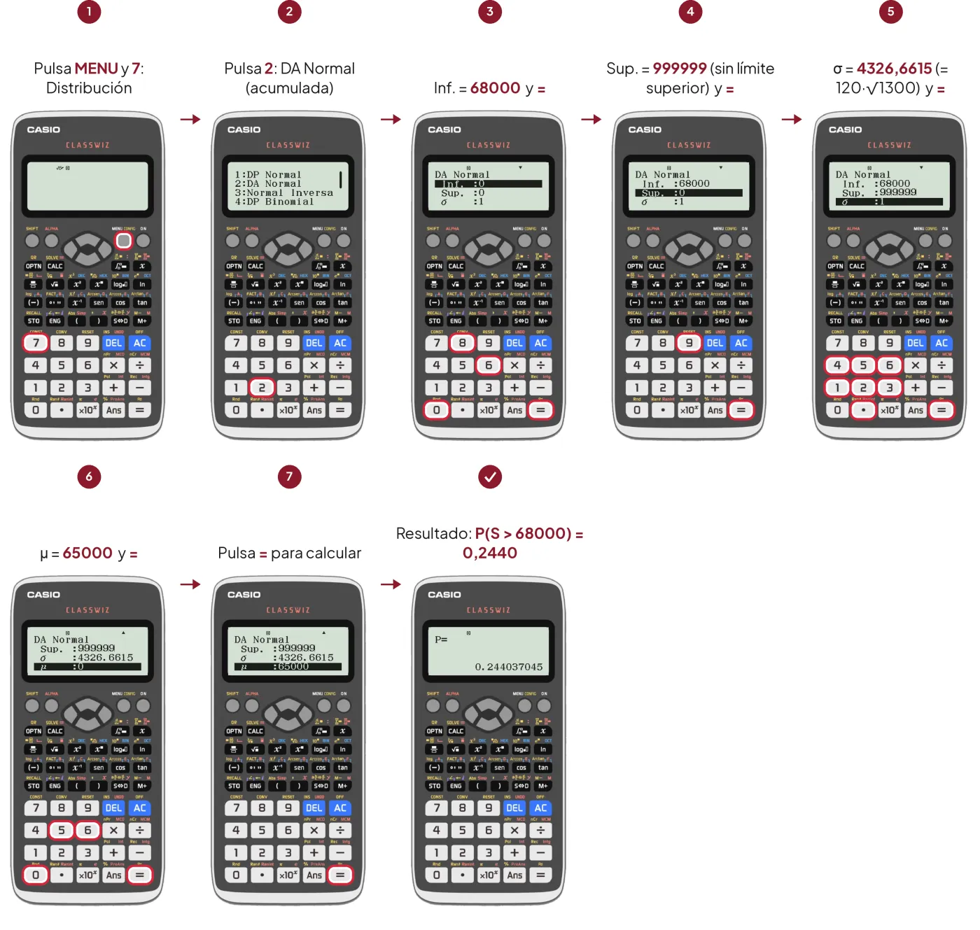 Pasos en la calculadora Casio ClassWiz