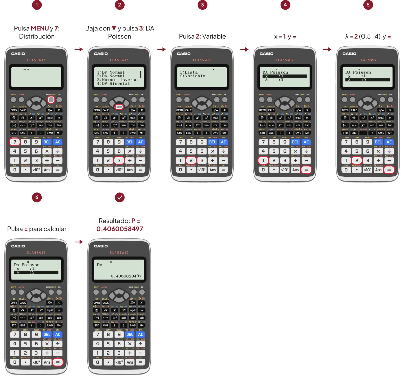 Pasos en la calculadora Casio ClassWiz