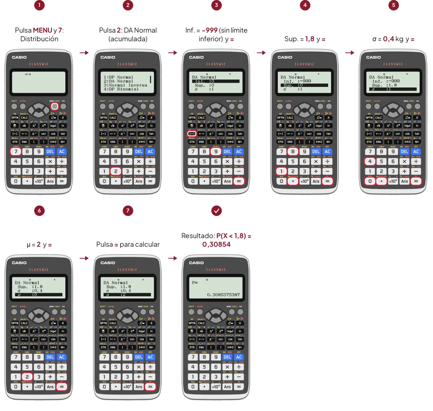 Pasos en la calculadora Casio ClassWiz