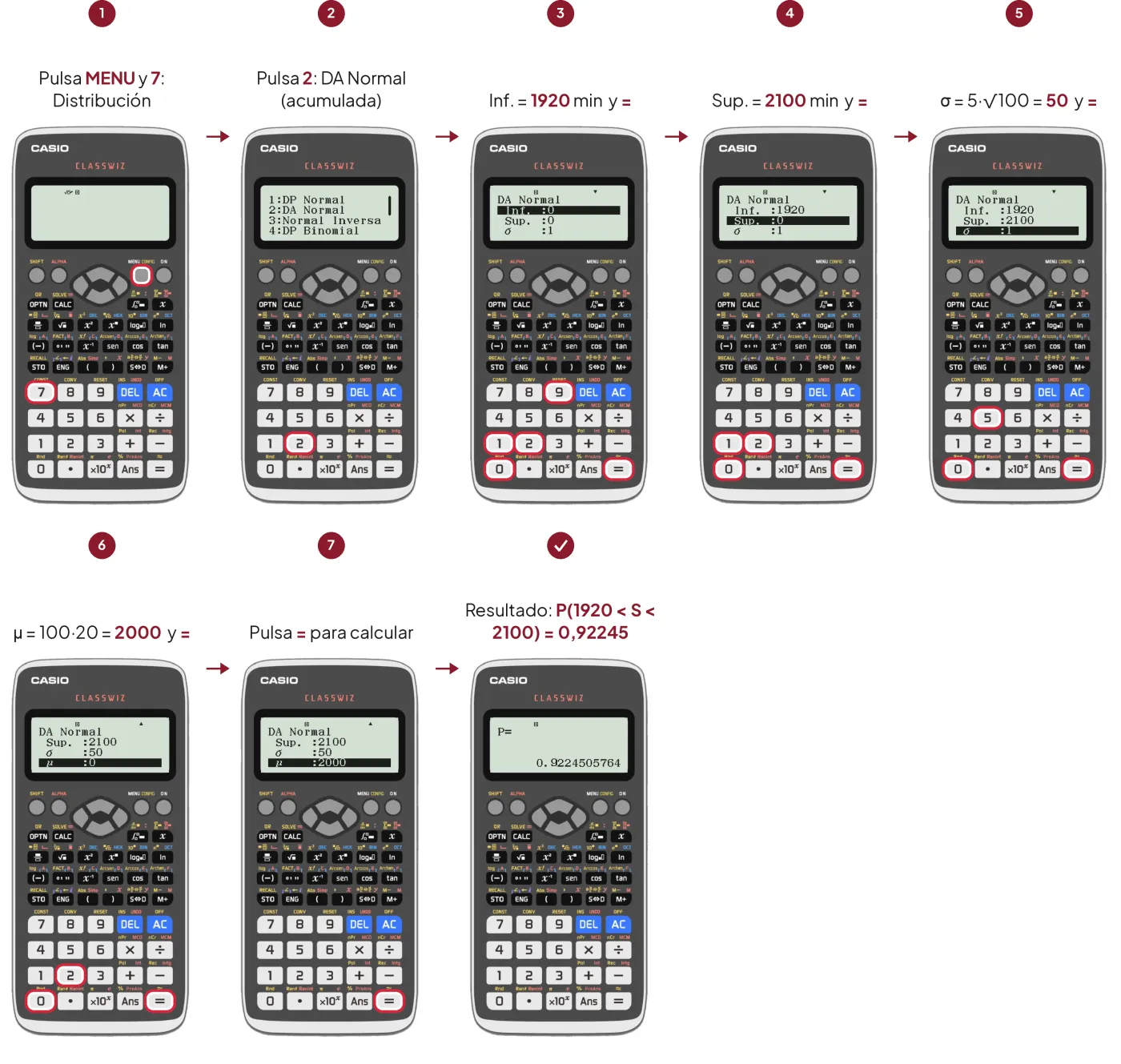 Pasos en la calculadora Casio ClassWiz